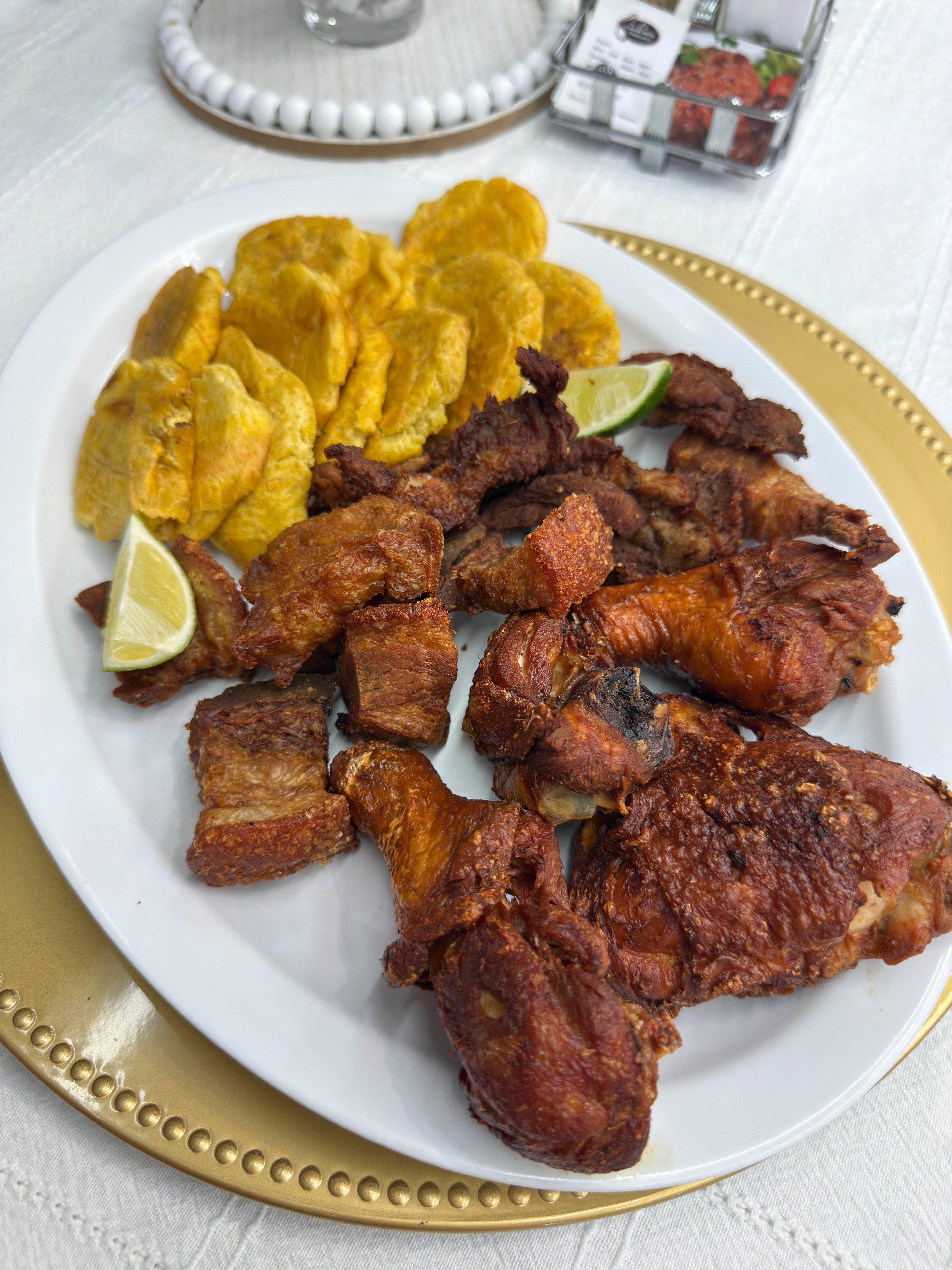 Crispy pork with tostones